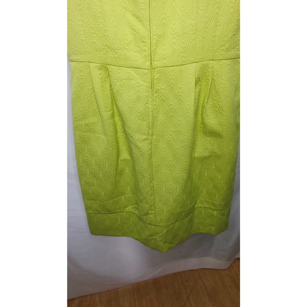 K Studio Collection Lime Green Retro Jacquard Pleated Shift Dress Office Preppy - Picture 6 of 15